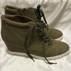 Olive Green Wedge Ankle Boots